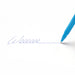 Blue pen writing cursive 'www' on white background. (Pool Blue)